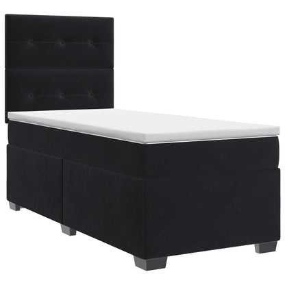 Boxspringbett mit Matratze Schwarz 80 x 200 cm Samt