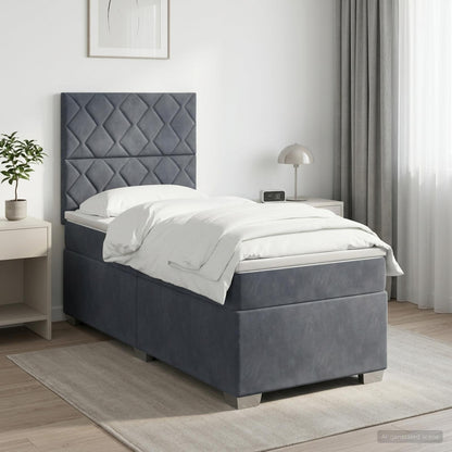 Boxspringbett mit Matratze Dunkelgrau 90 x 200 cm Samt