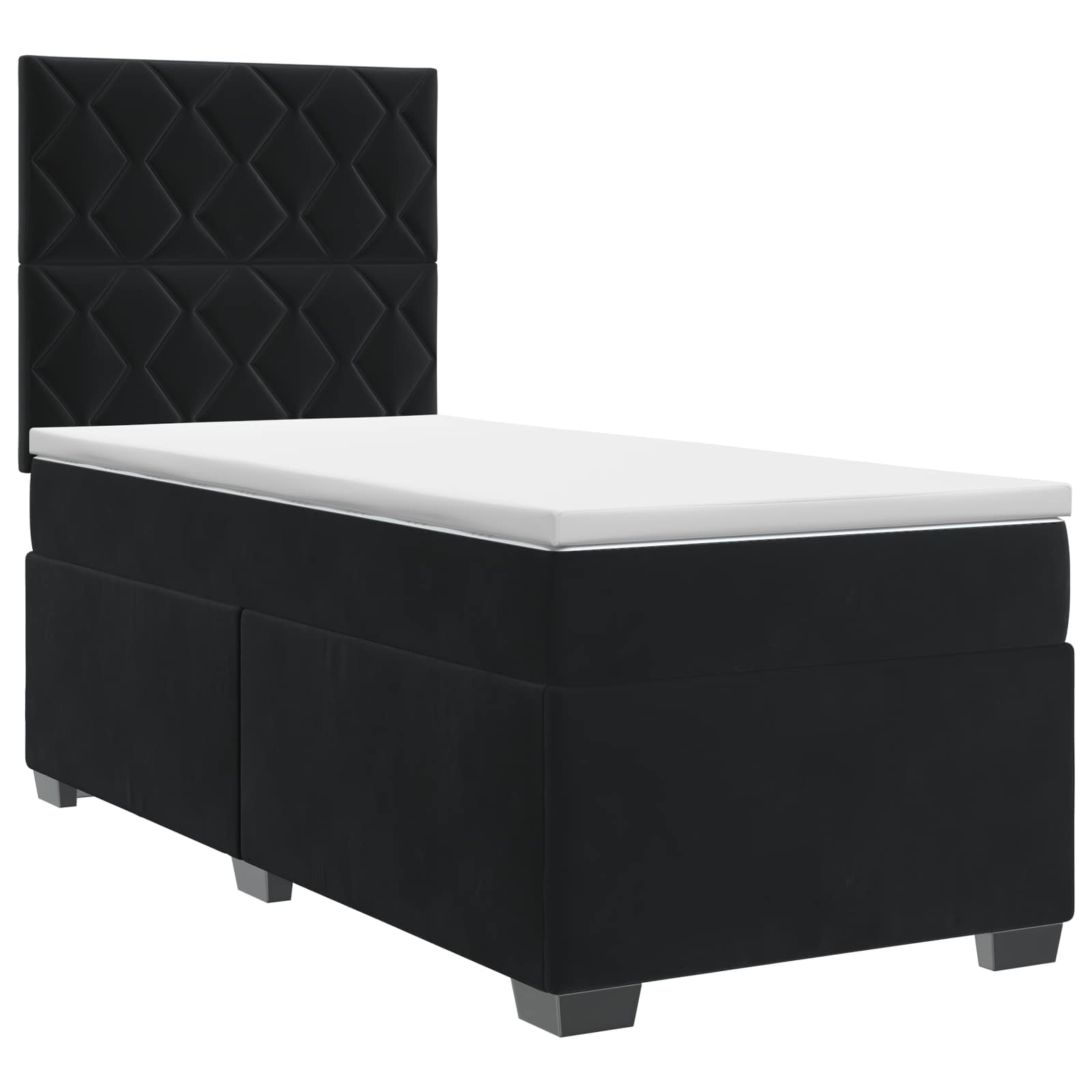 Boxspringbett mit Matratze Schwarz 80 x 200 cm Samt