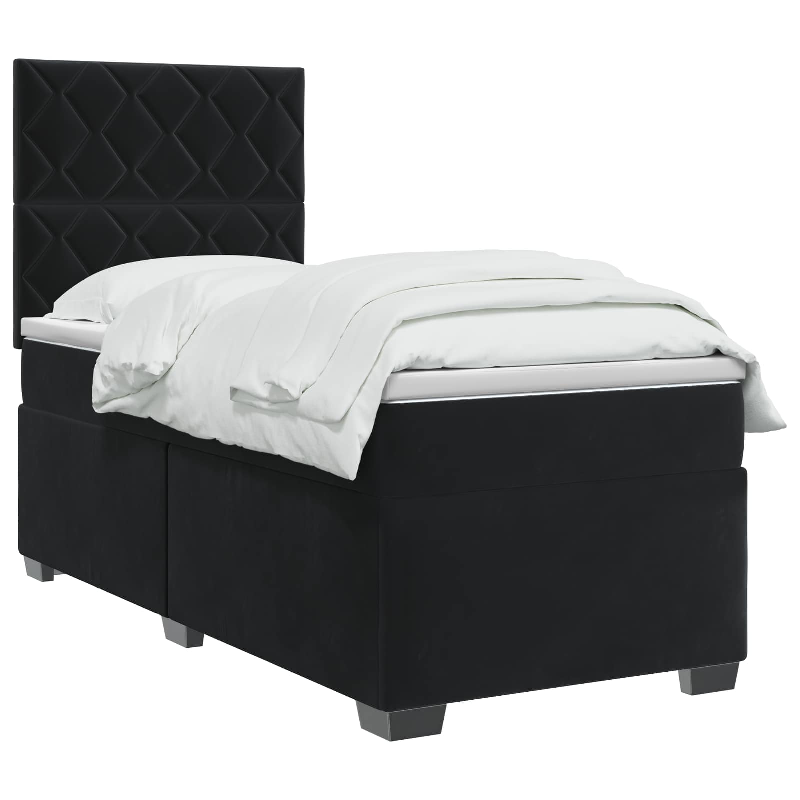Boxspringbett mit Matratze Schwarz 80 x 200 cm Samt