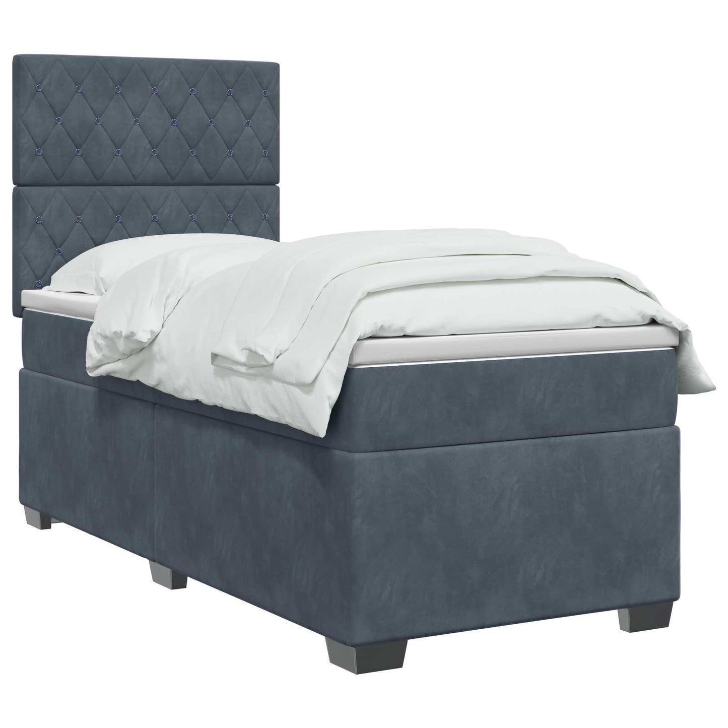 Boxspringbett mit Matratze Dunkelgrau 90 x 200 cm Samt