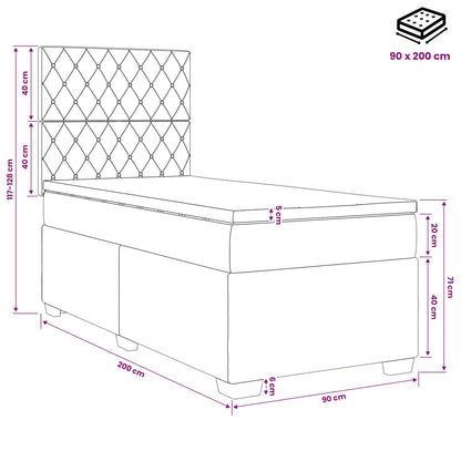 Boxspringbett mit Matratze Dunkelgrau 90 x 200 cm Samt