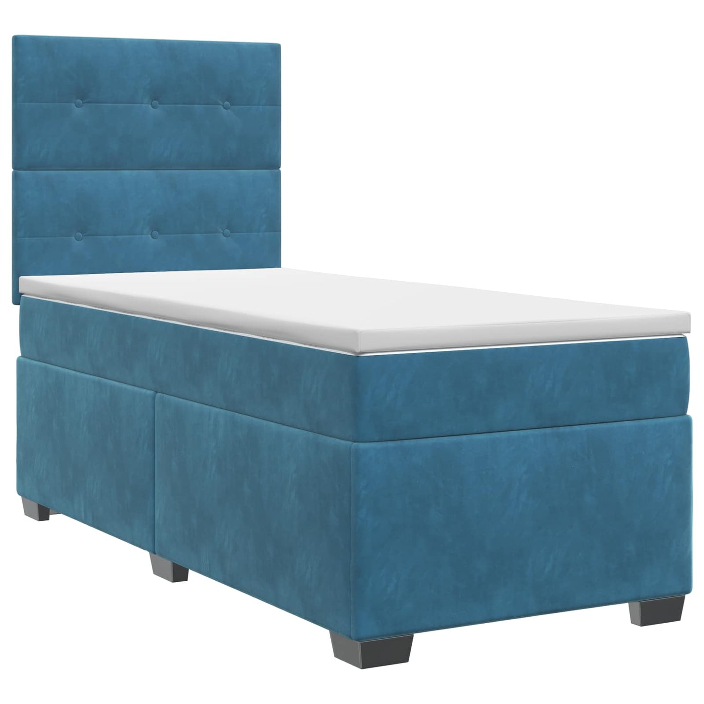 Boxspringbett mit Matratze mit Kopfteil Blau 90 x 200 cm Samt