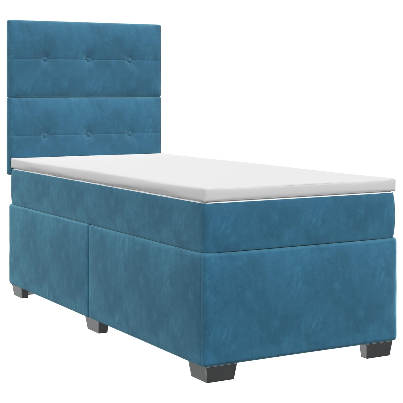 Boxspringbett mit Matratze mit Kopfteil Blau 90 x 200 cm Samt