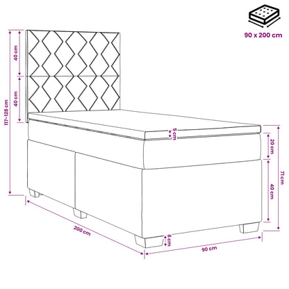 Boxspringbett mit Matratze Dunkelgrau 90 x 200 cm Samt