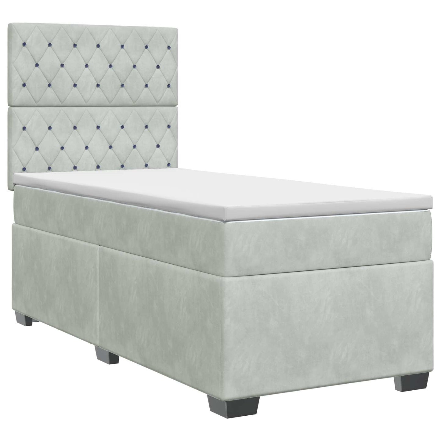 Boxspringbett mit Matratze Hellgrau 100 x 200 cm Samt