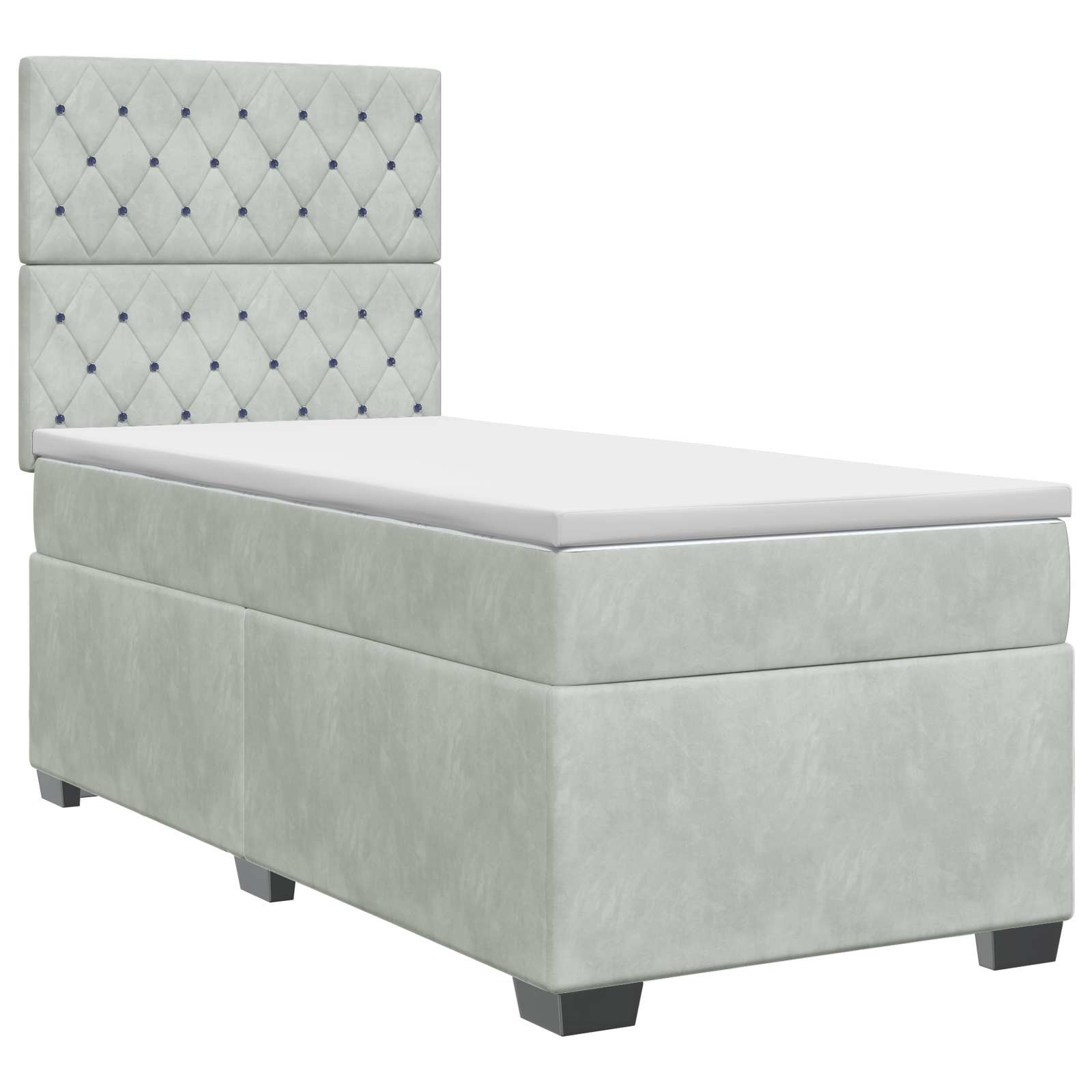 Boxspringbett mit Matratze Hellgrau 100 x 200 cm Samt