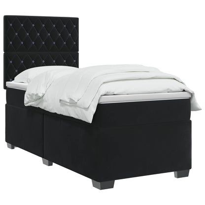 Boxspringbett mit Matratze Schwarz 100 x 200 cm Samt