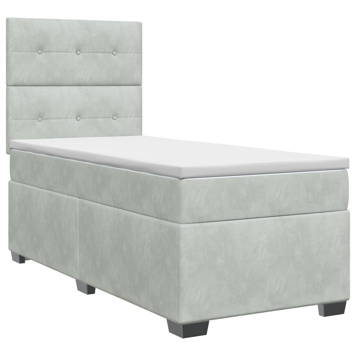 Boxspringbett mit Matratze Hellgrau 100 x 200 cm Samt