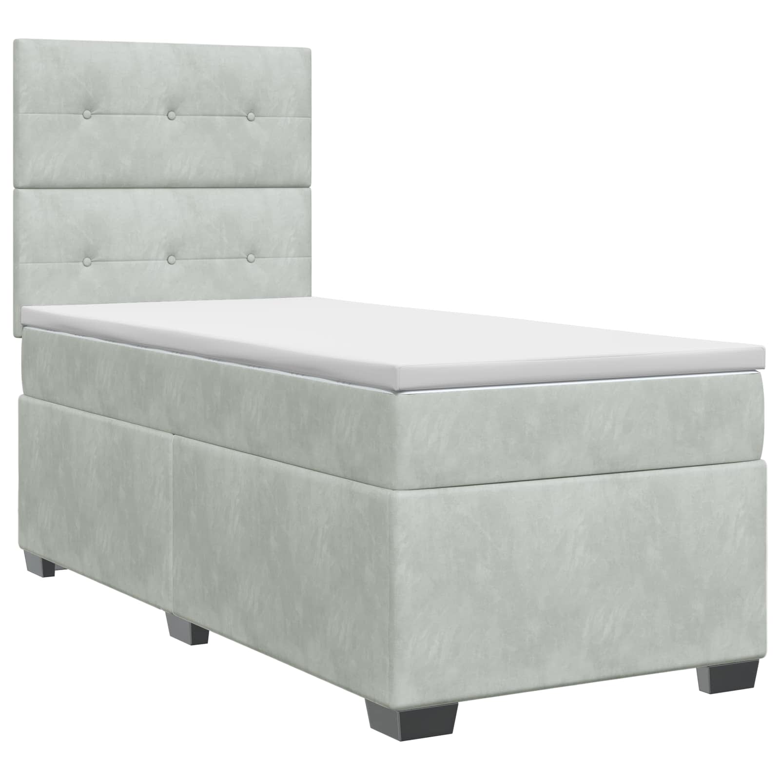 Boxspringbett mit Matratze Hellgrau 100 x 200 cm Samt