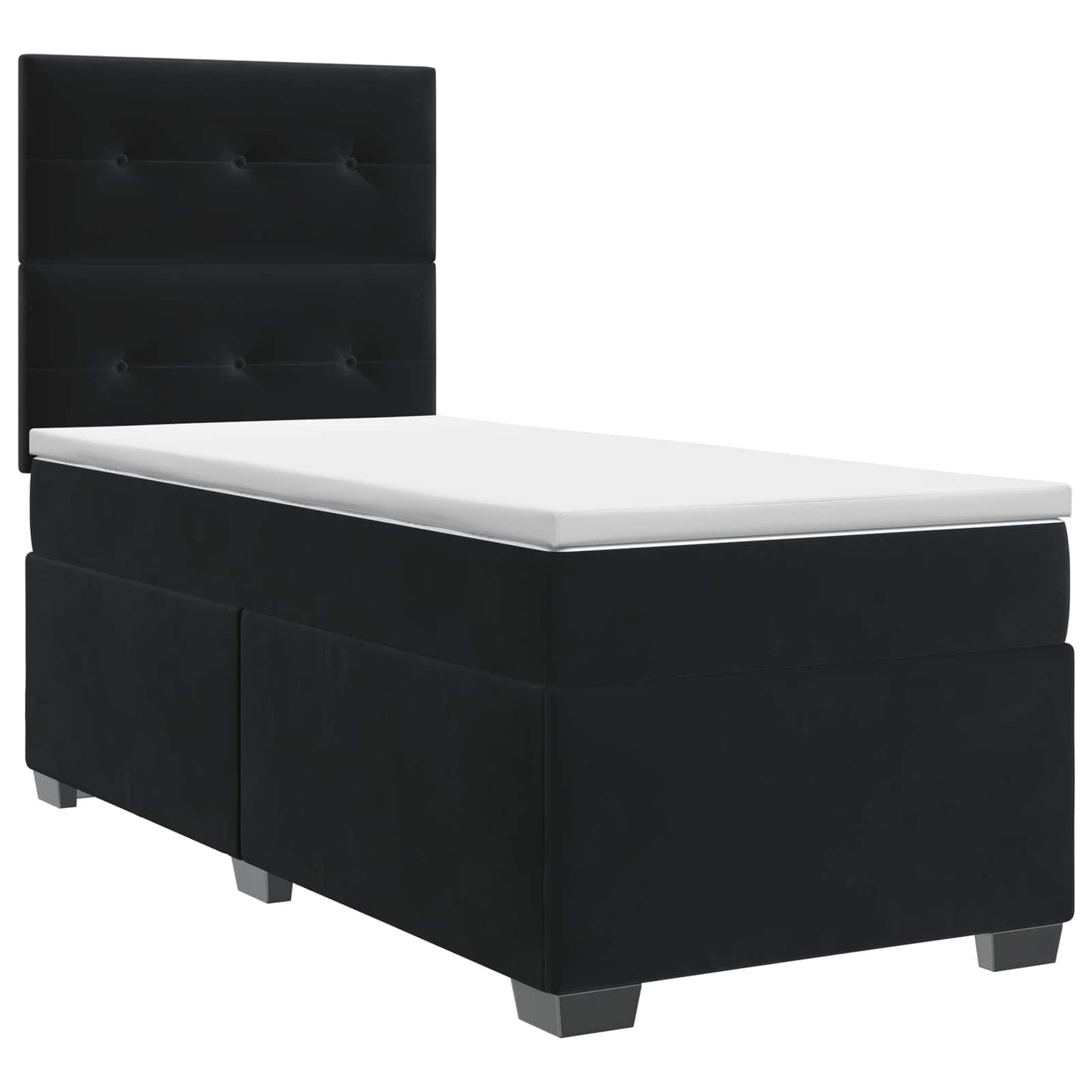 Boxspringbett mit Matratze Schwarz 100 x 200 cm Samt