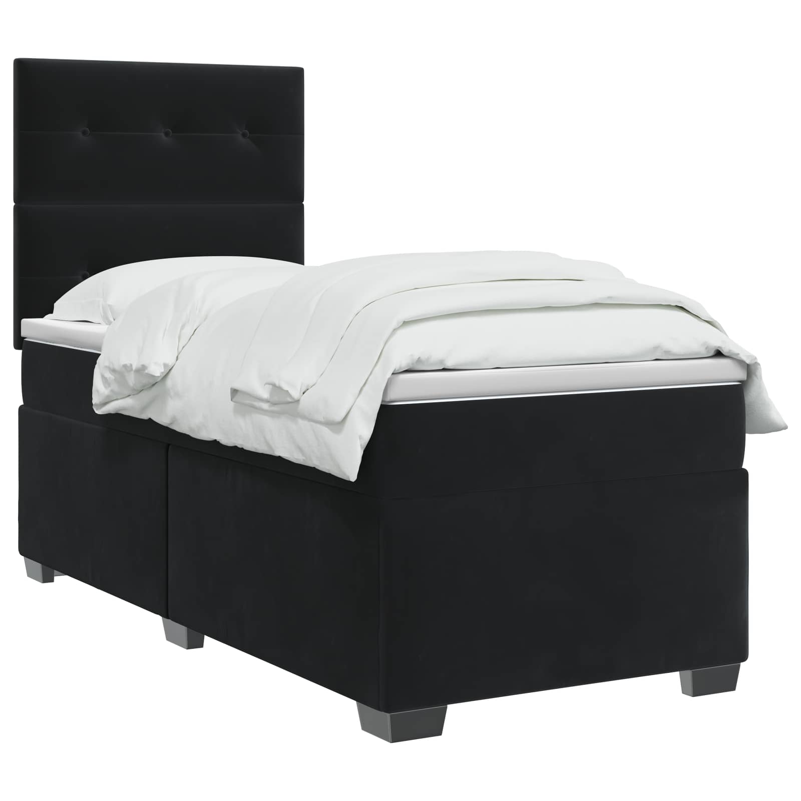 Boxspringbett mit Matratze Schwarz 100 x 200 cm Samt