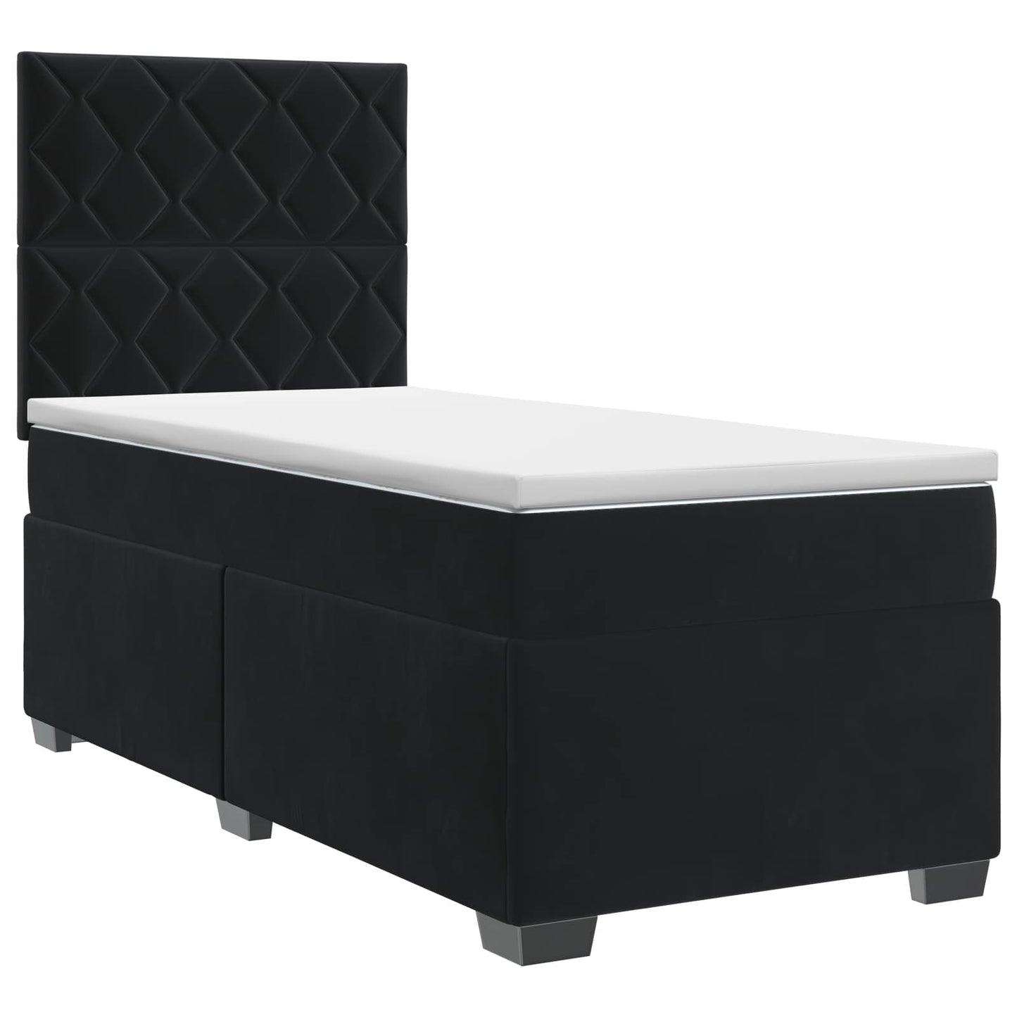 Boxspringbett mit Matratze Schwarz 100 x 200 cm Samt