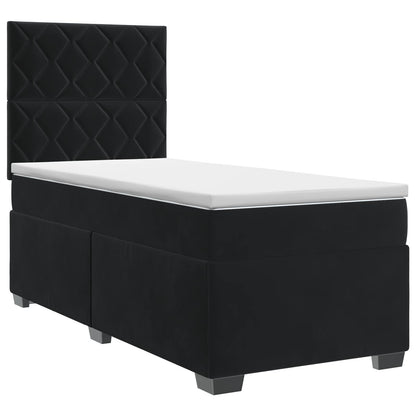 Boxspringbett mit Matratze Schwarz 100 x 200 cm Samt