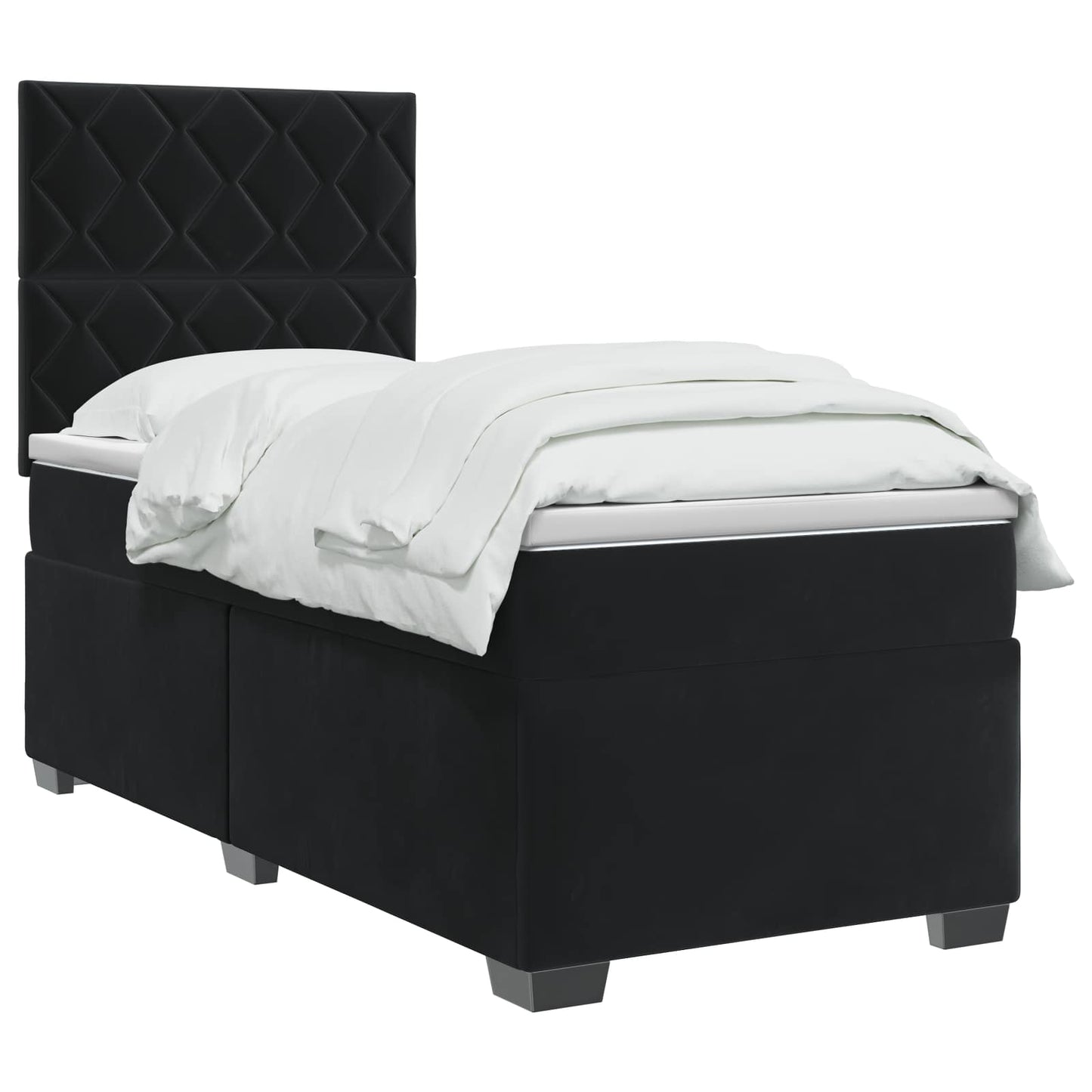 Boxspringbett mit Matratze Schwarz 100 x 200 cm Samt