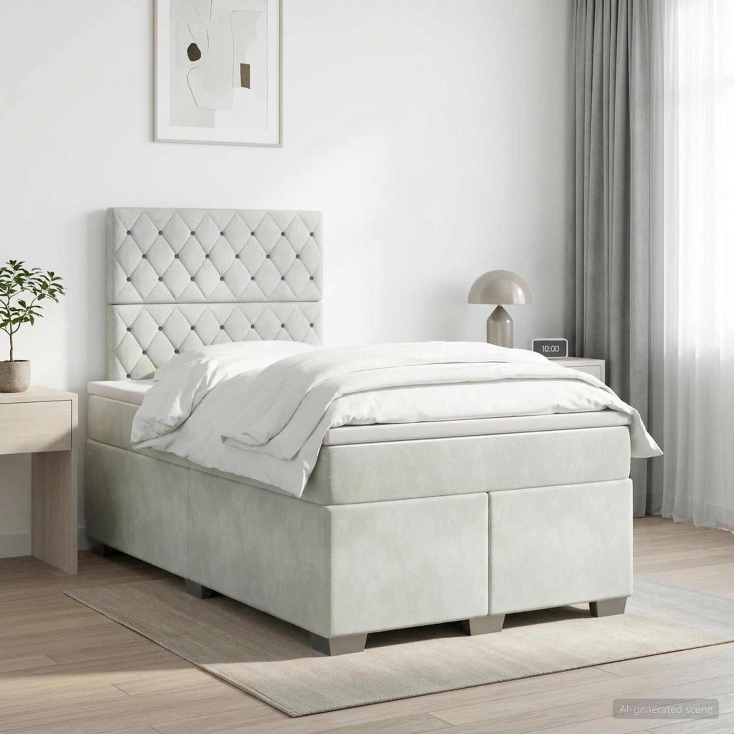 Boxspringbett mit Matratze Hellgrau 120 x 200 cm Samt