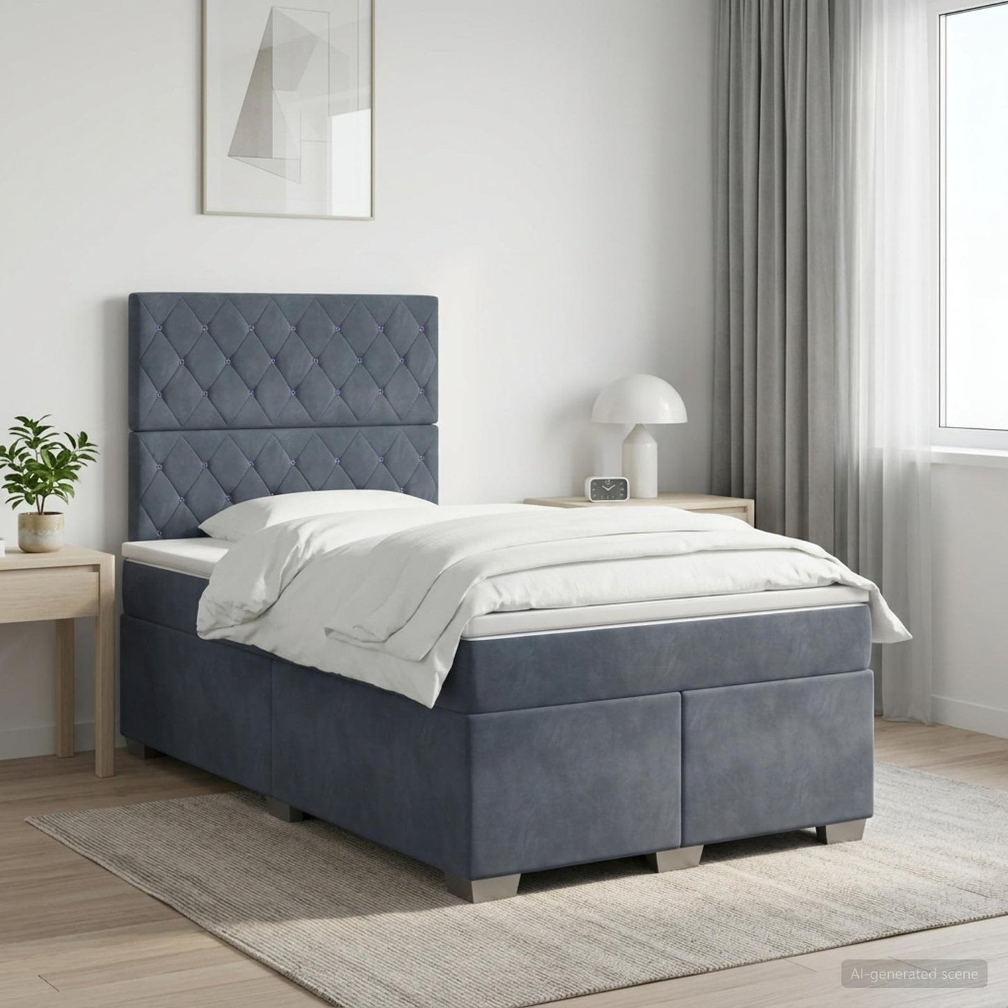 Boxspringbett mit Matratze Dunkelgrau 120 x 190 cm Samt