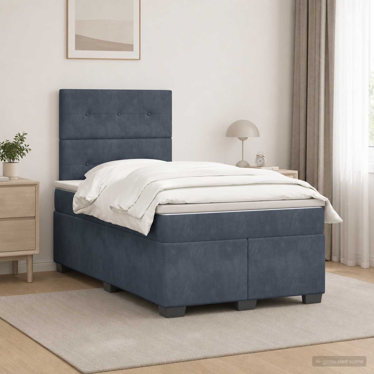 Boxspringbett mit Matratze Dunkelgrau 120 x 200 cm Samt