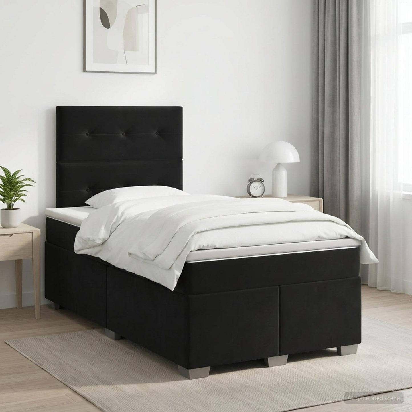 Boxspringbett mit Matratze Schwarz 120 x 190 cm Samt