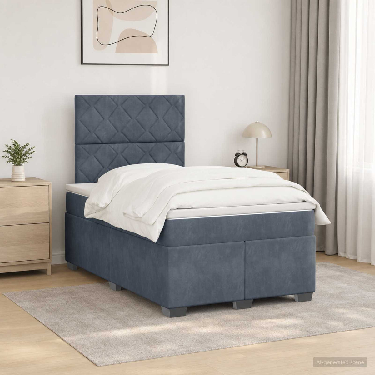 Boxspringbett mit Matratze Dunkelgrau 120 x 190 cm Samt