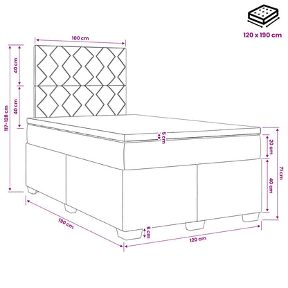 Boxspringbett mit Matratze Dunkelgrau 120 x 190 cm Samt