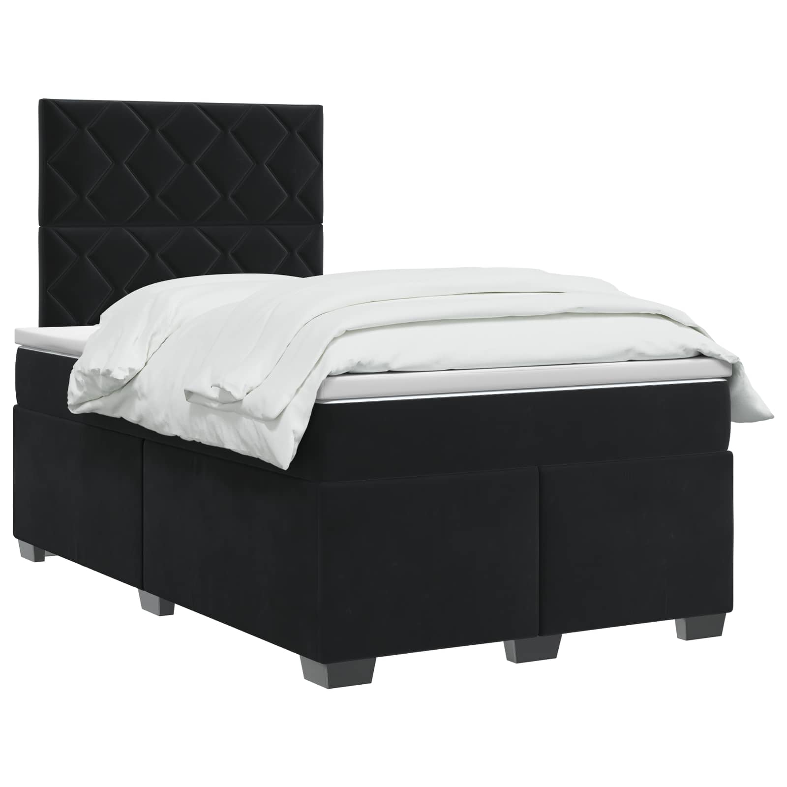 Boxspringbett mit Matratze Schwarz 120 x 190 cm Samt