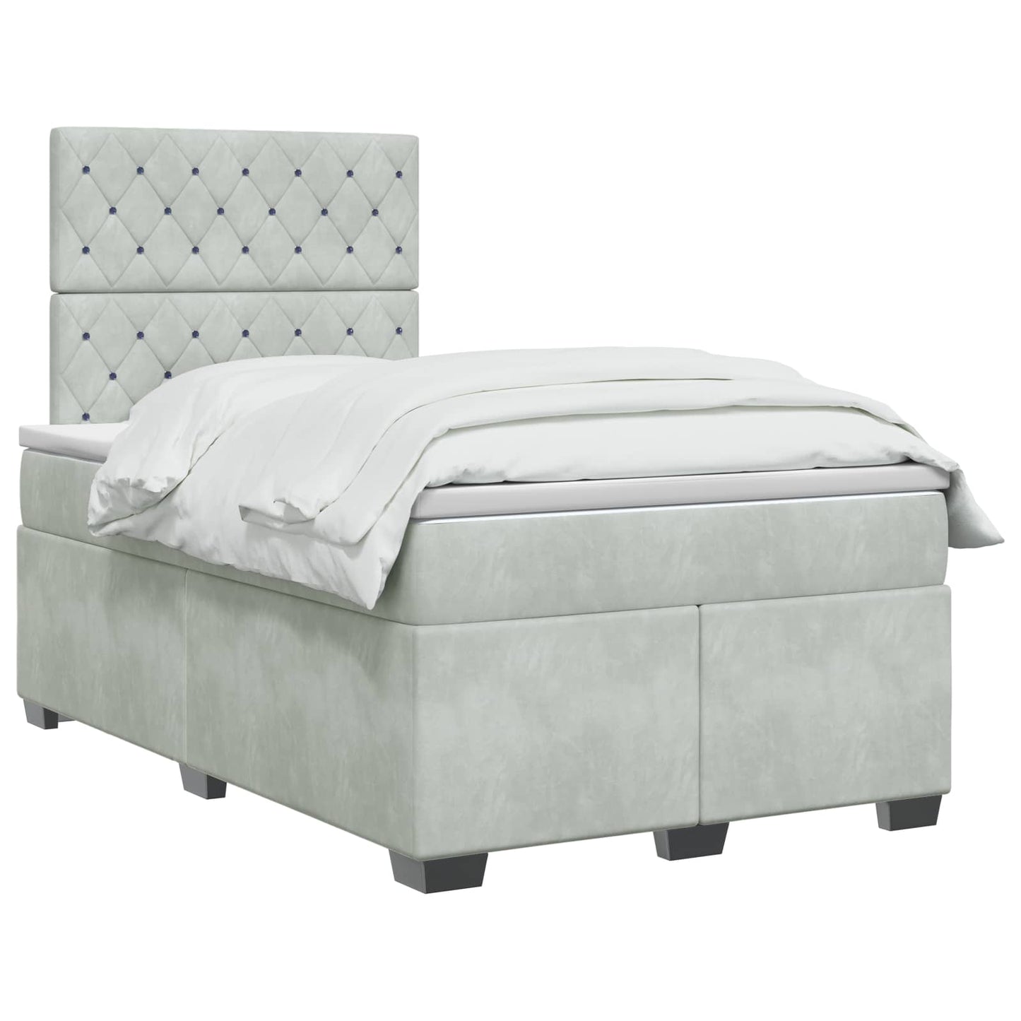 Boxspringbett mit Matratze Hellgrau 120 x 200 cm Samt