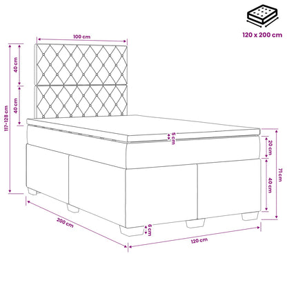 Boxspringbett mit Matratze Dunkelgrau 120 x 200 cm Samt