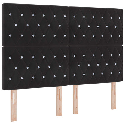 Boxspringbett mit Matratze Schwarz 140 x 190 cm Samt