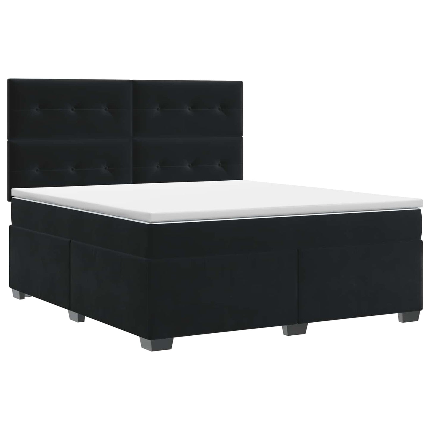 Boxspringbett mit Matratze Schwarz 140 x 190 cm Samt