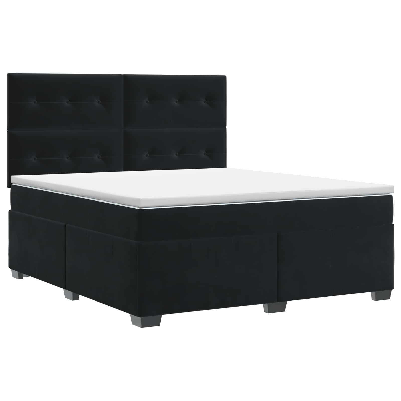 Boxspringbett mit Matratze Schwarz 140 x 190 cm Samt