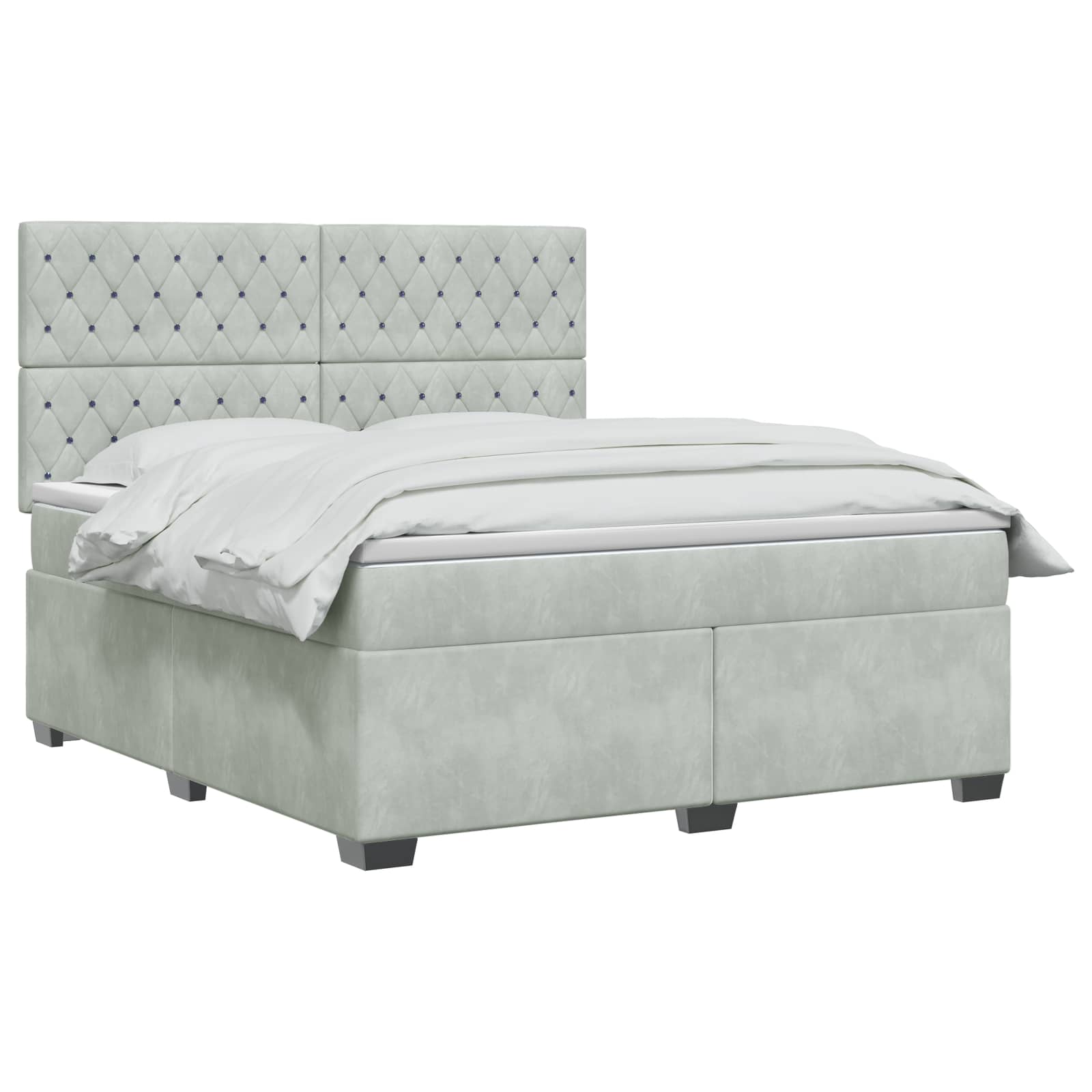 Boxspringbett mit Matratze Hellgrau 140 x 200 cm Samt