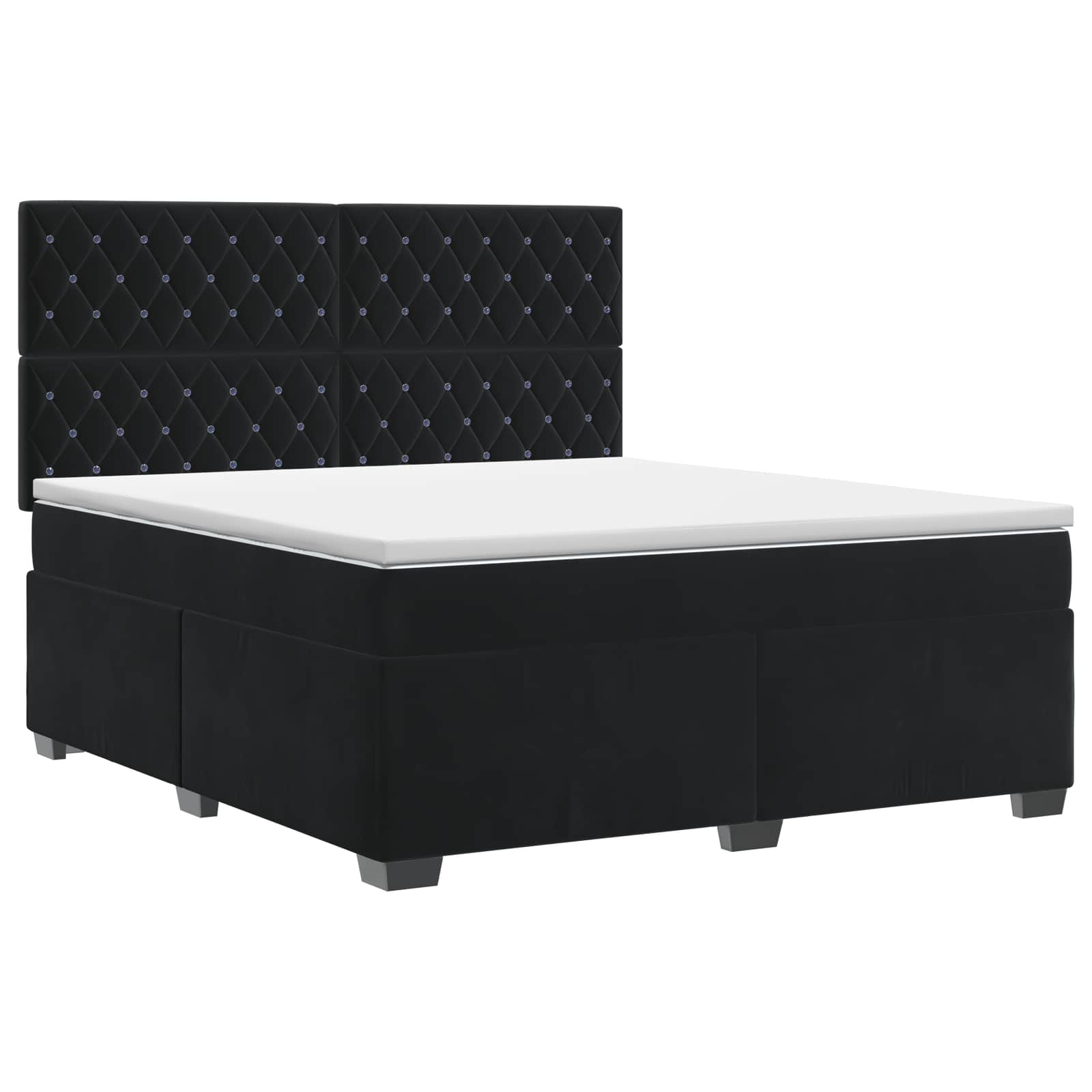 Boxspringbett mit Matratze Schwarz 140 x 200 cm Samt