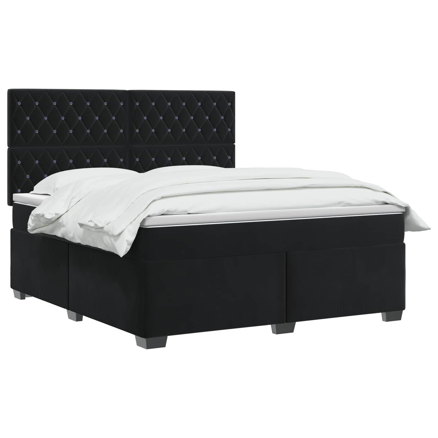 Boxspringbett mit Matratze Schwarz 140 x 200 cm Samt