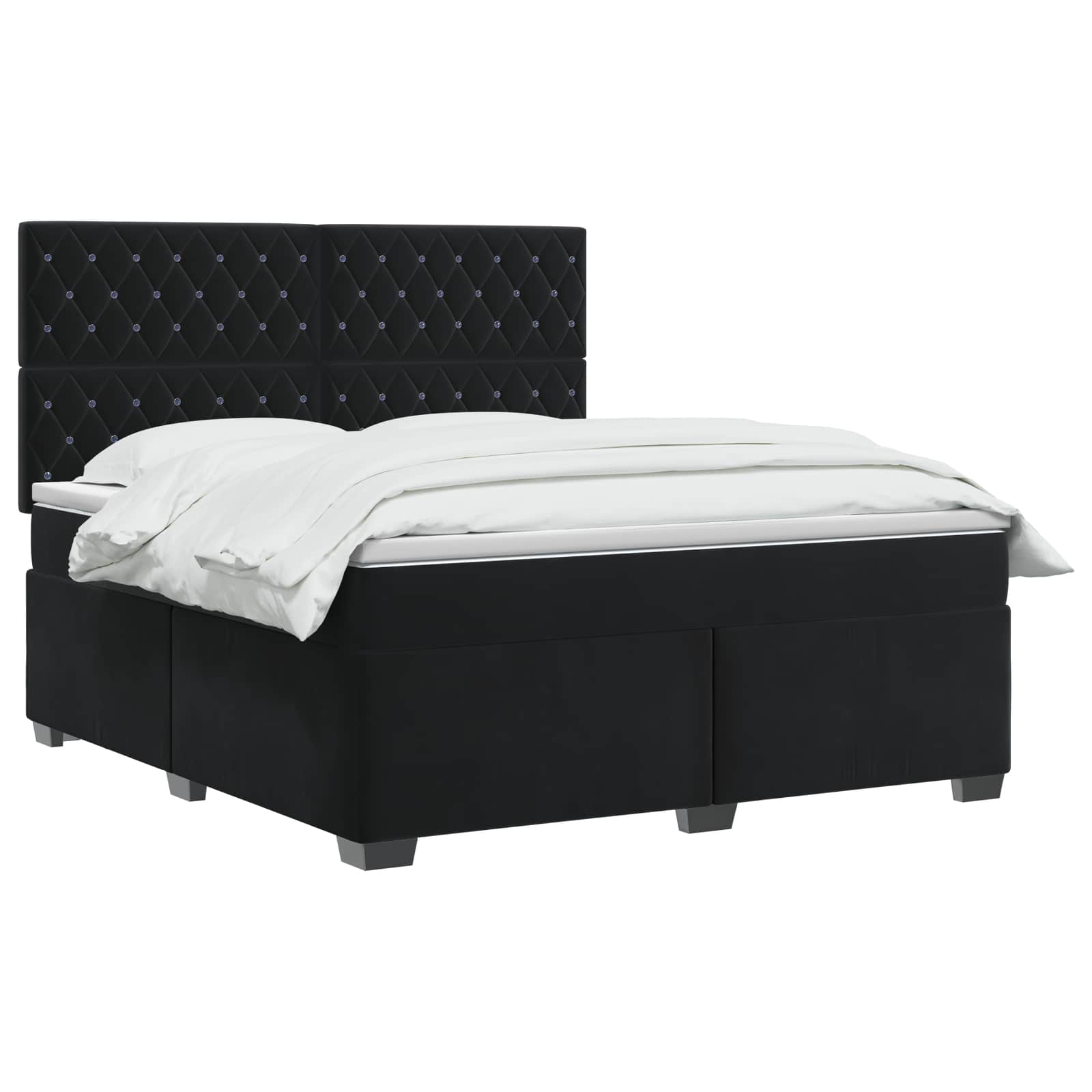 Boxspringbett mit Matratze Schwarz 140 x 200 cm Samt