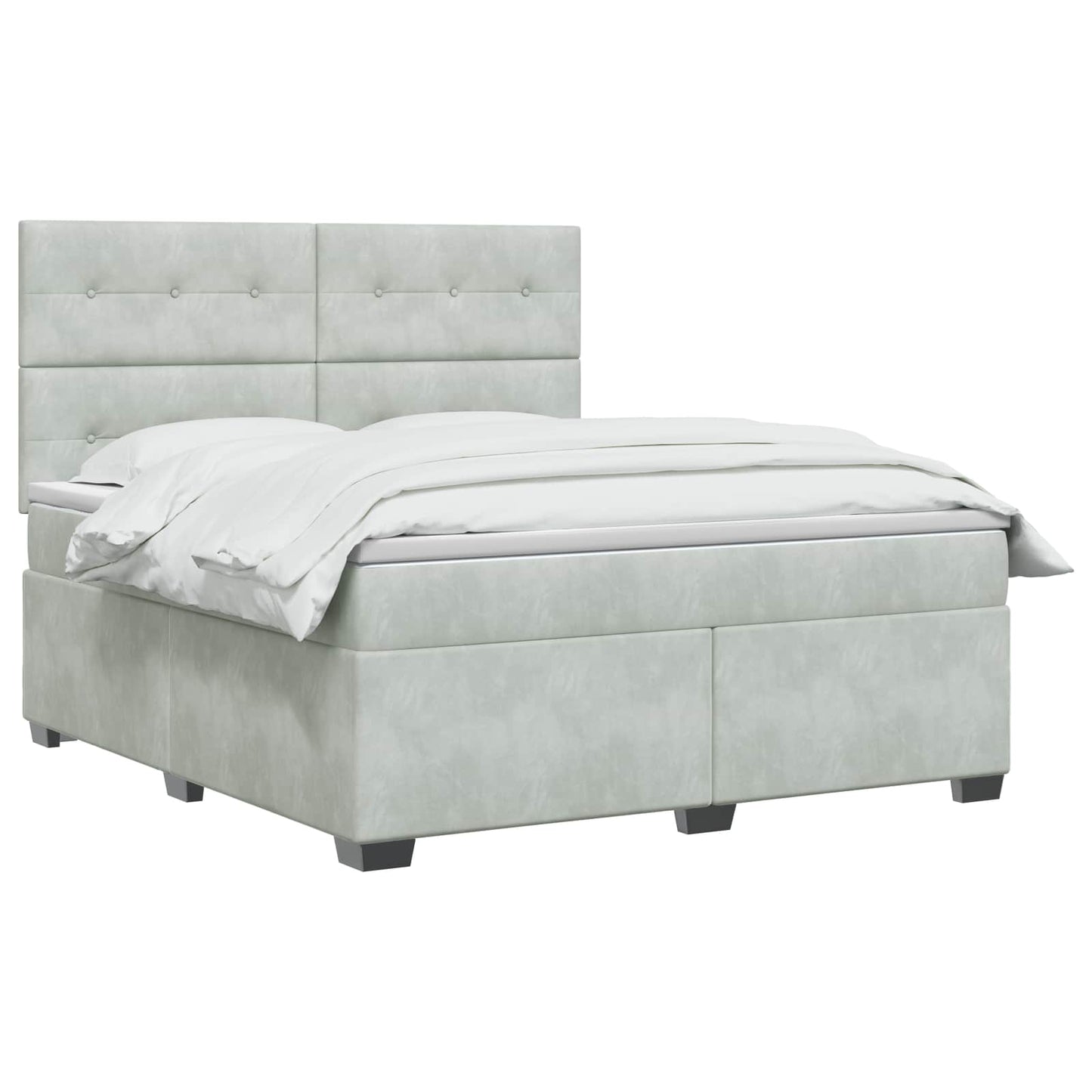 Boxspringbett mit Matratze Hellgrau 180 x 200 cm Samt