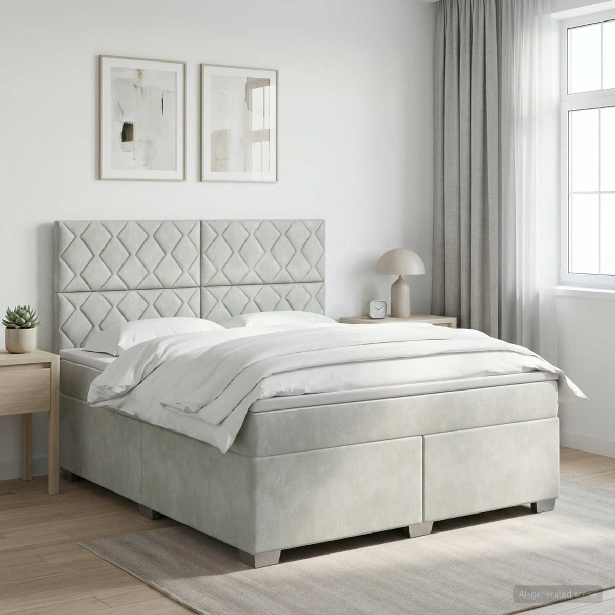 Boxspringbett mit Matratze Hellgrau 180 x 200 cm Samt