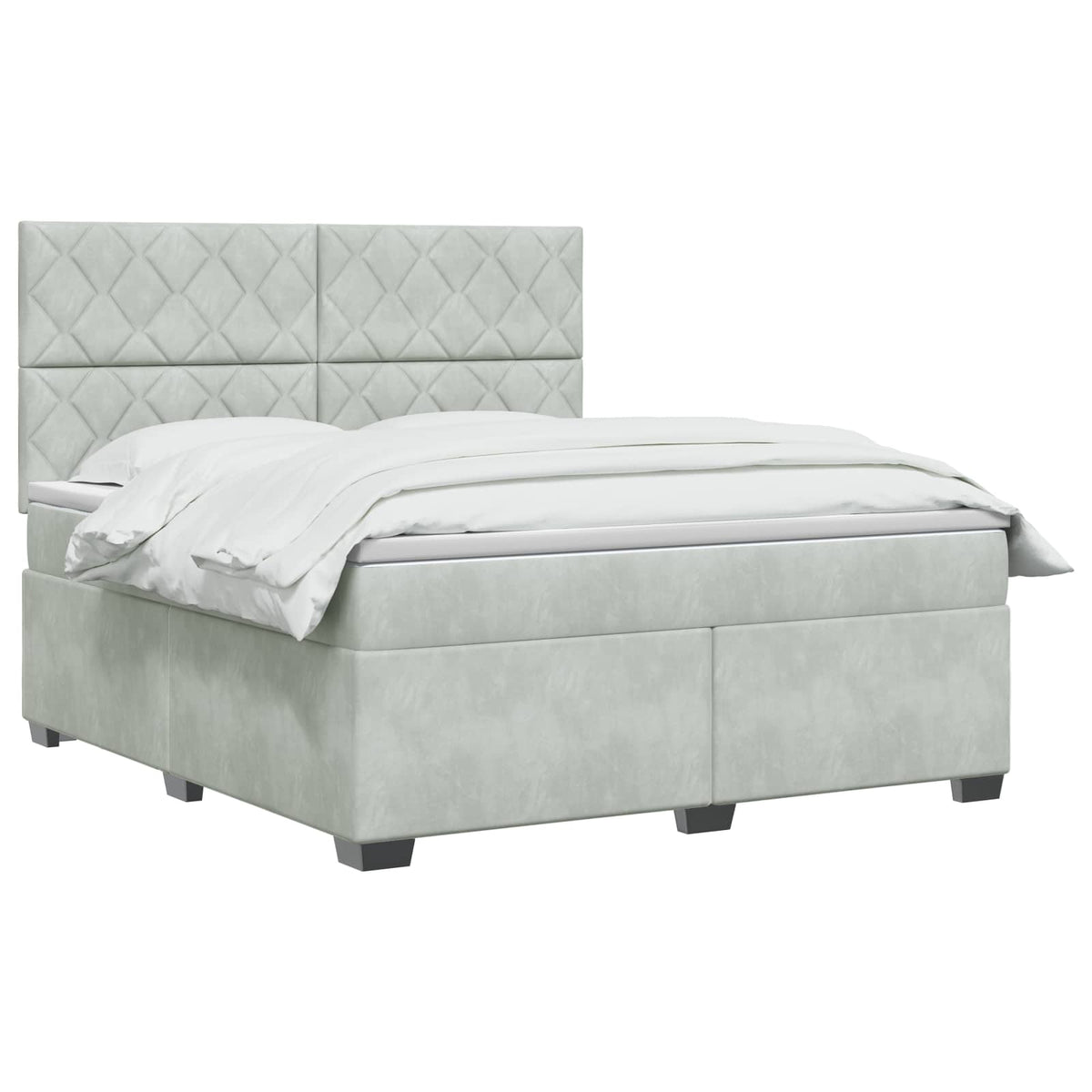 Boxspringbett mit Matratze Hellgrau 180 x 200 cm Samt