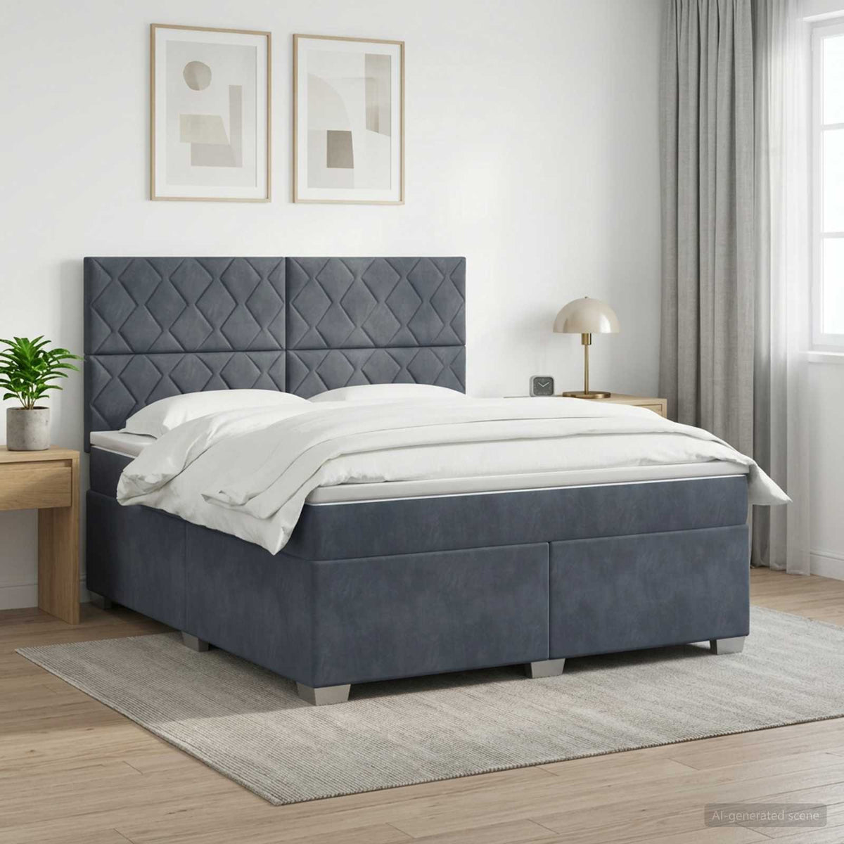 Boxspringbett mit Matratze Dunkelgrau 160 x 200 cm Samt