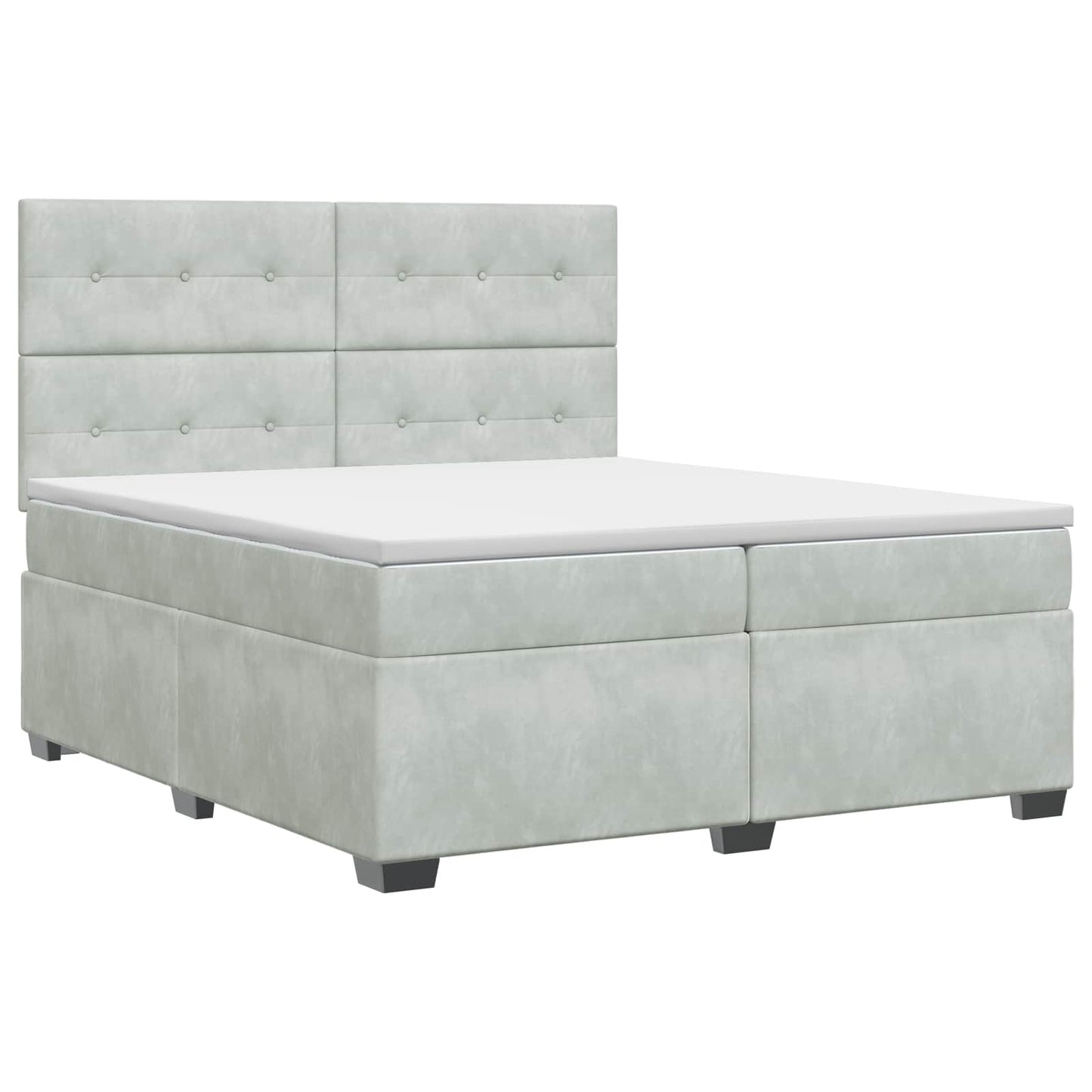 Boxspringbett mit Matratze Hellgrau 200 x 200 cm Samt