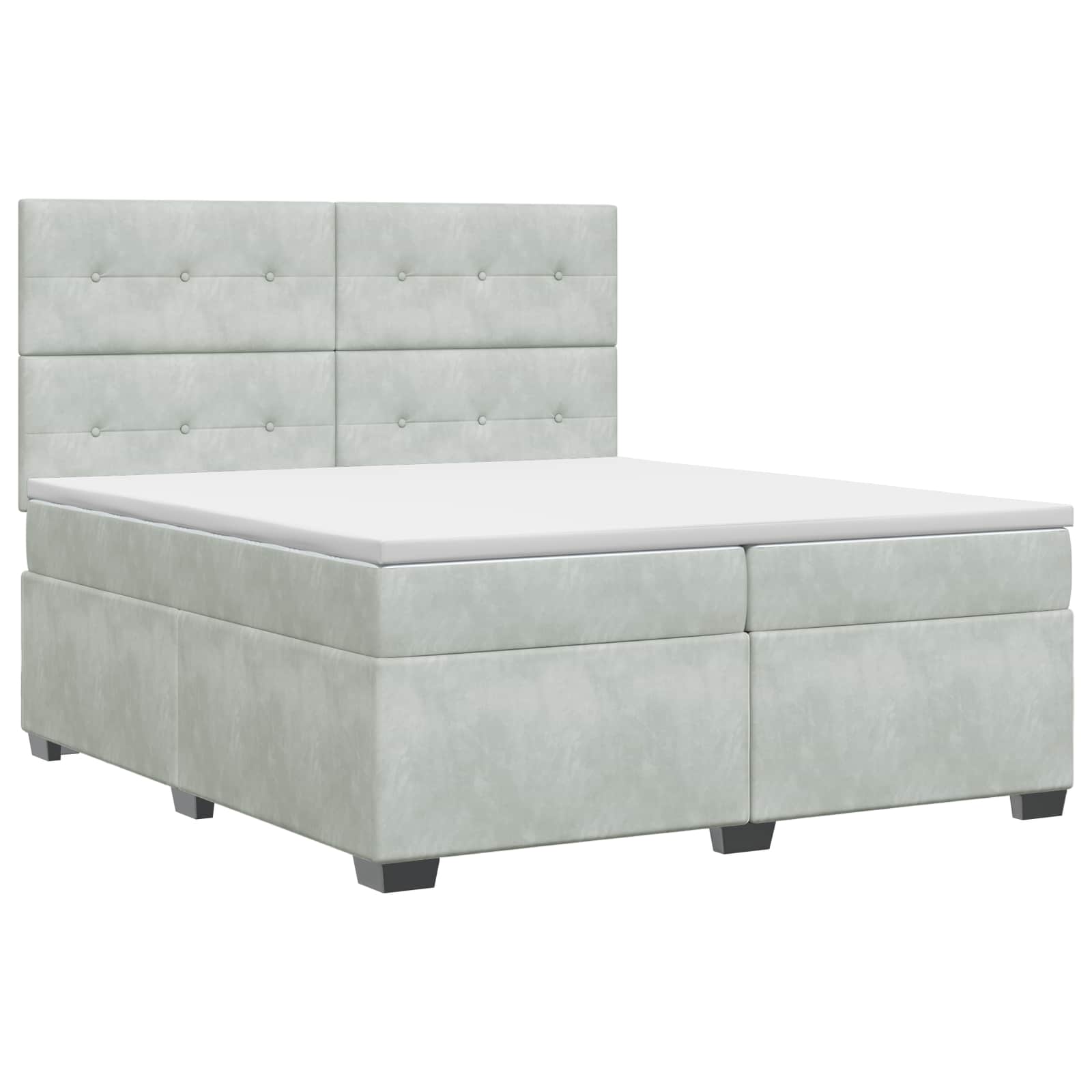 Boxspringbett mit Matratze Hellgrau 200 x 200 cm Samt