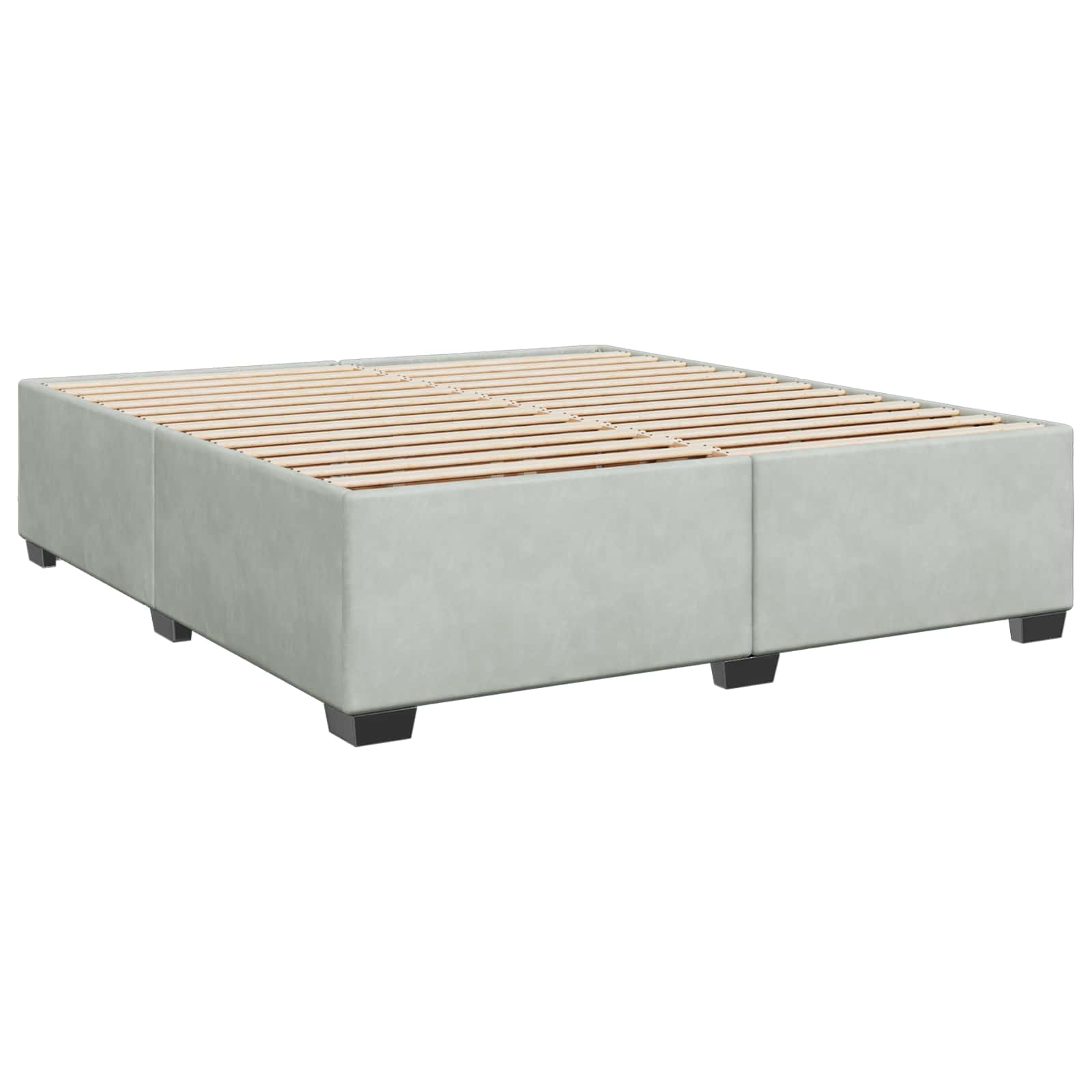 Boxspringbett mit Matratze Hellgrau 200 x 200 cm Samt