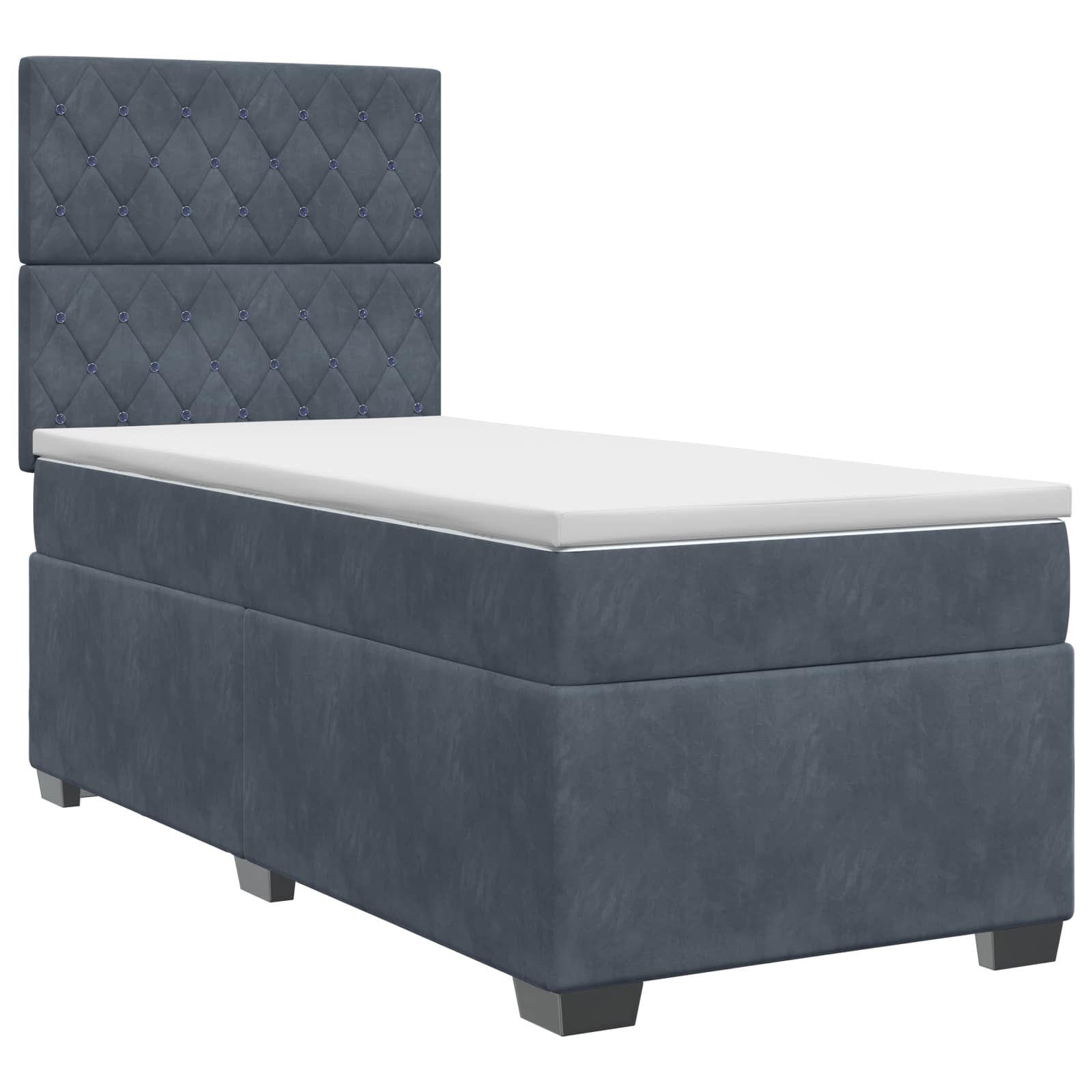 Boxspringbett mit Matratze mit Kopfteil Dunkelgrau Einzeln Samt