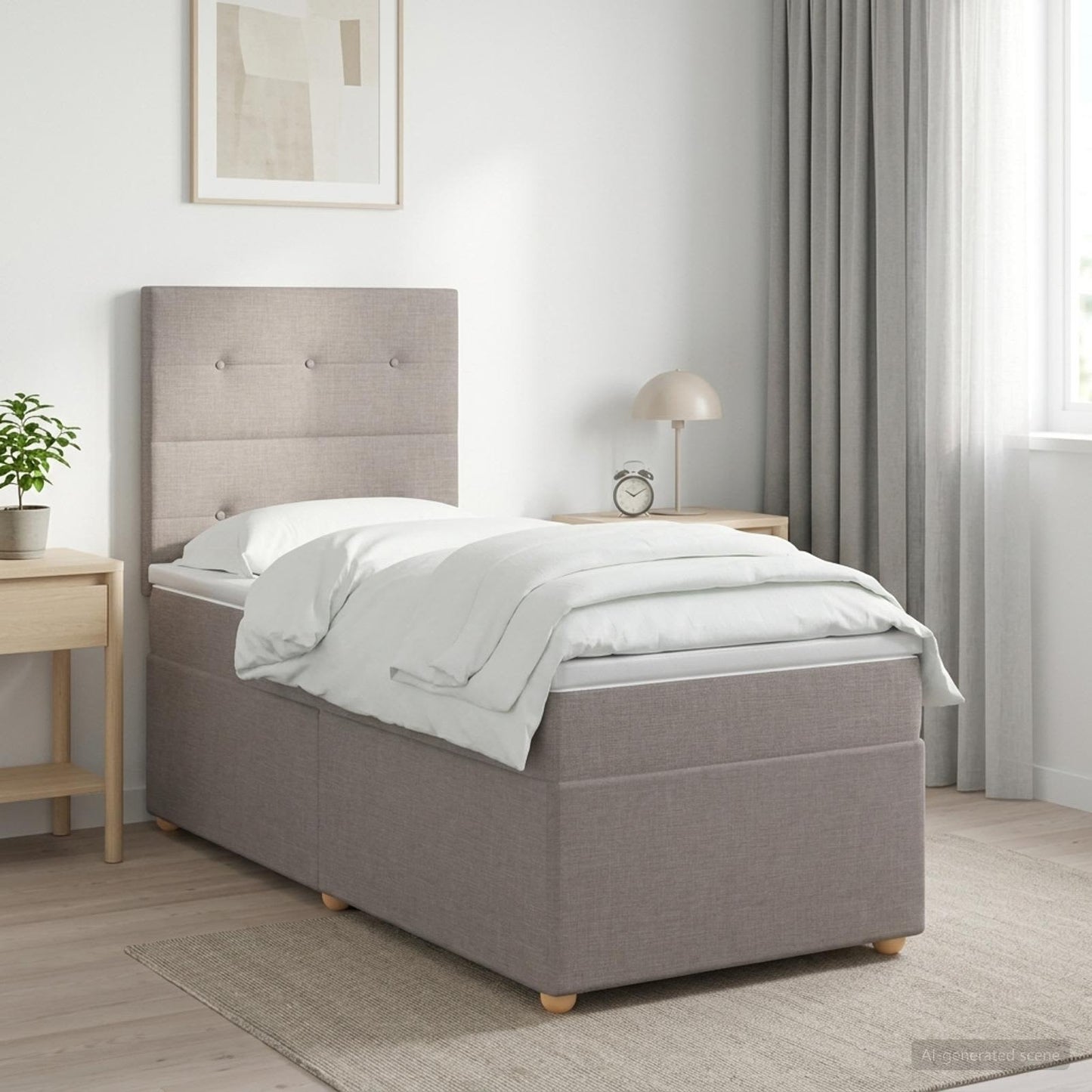 Boxspringbett mit Matratze mit Kopfteil Taupe 90 x 190 cm Stoff