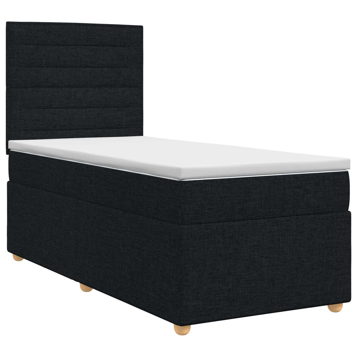 Boxspringbett mit Matratze Schwarz 90 x 190 cm Stoff