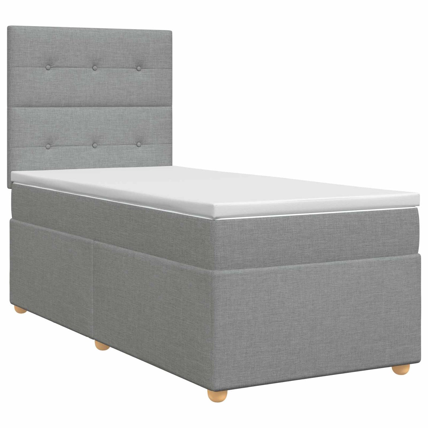 Boxspringbett mit Matratze Hellgrau 90 x 190 cm Stoff
