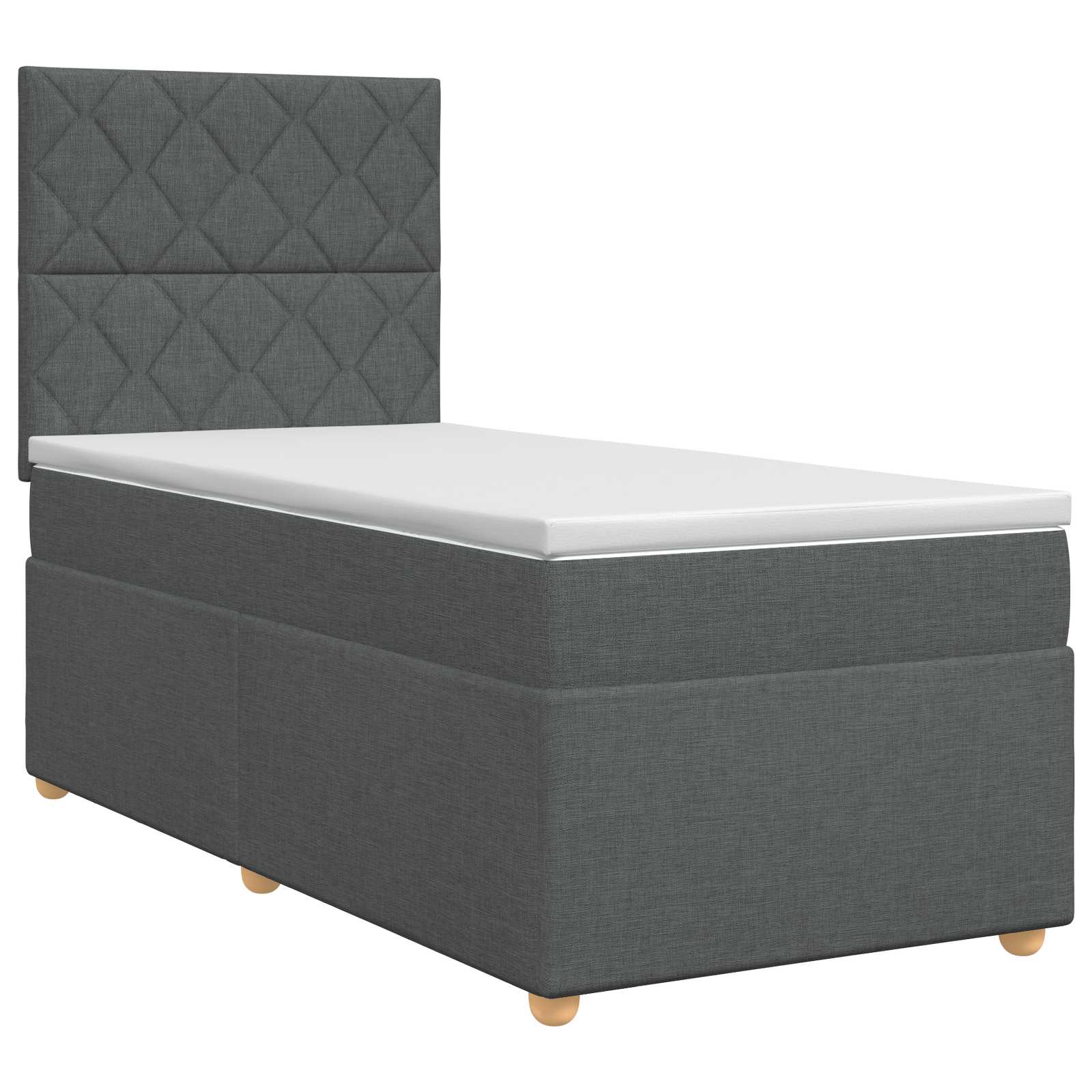 Boxspringbett mit Matratze Dunkelgrau 90 x 200 cm Stoff