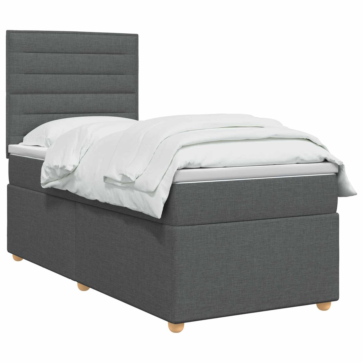 Boxspringbett mit Matratze Dunkelgrau 100 x 200 cm Stoff