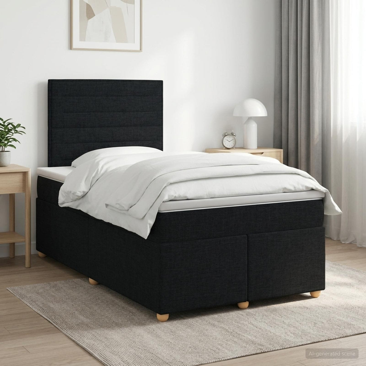 Boxspringbett mit Matratze Schwarz 120 x 190 cm Stoff