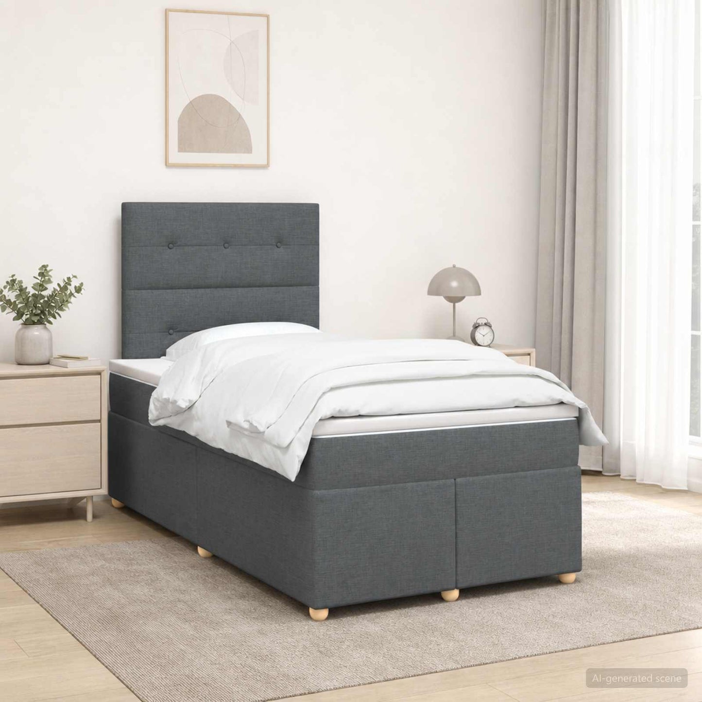 Boxspringbett mit Matratze Dunkelgrau 120 x 200 cm Stoff